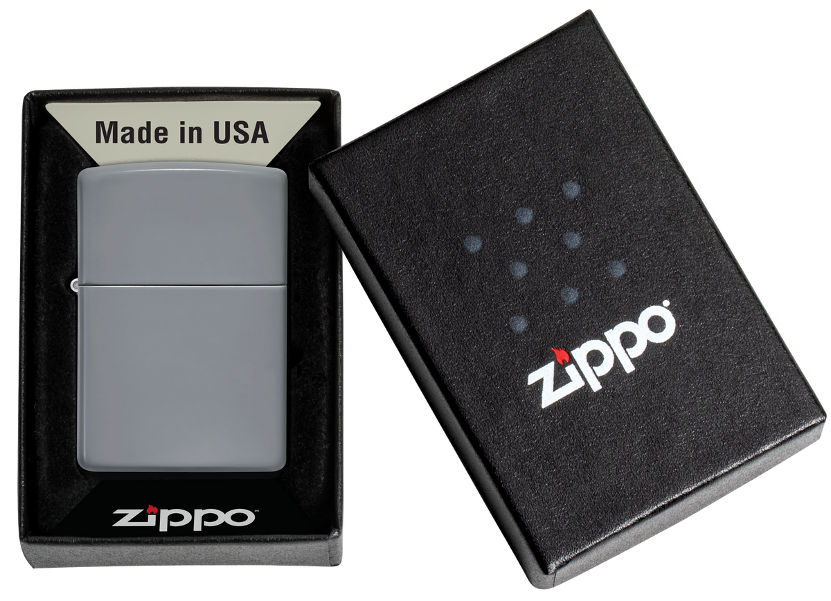 Briquet tempête Zippo Flat Grey dans sa boîte cadeau