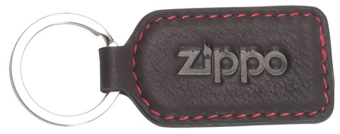 Frontansicht kleiner Lederschlüsselanhänger Zippo Logo