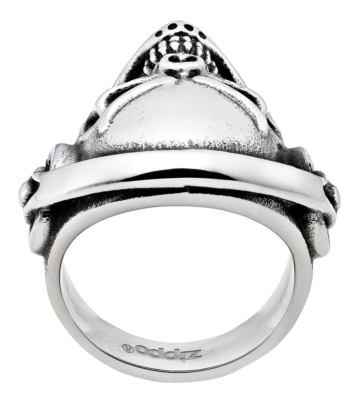 Zippo Ring Totenkopf mit Kopfhörern von oben