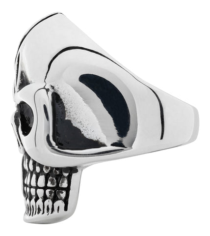 Seitenansicht Zippo Ring Edelstahl Totenkopf