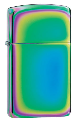 Frontansicht 3/4 Winkel Zippo Feuerzeug Basismodell Slim Spectrum  Mehrfarbig