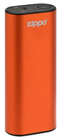 Zippo orangefarbene HeatBank® 6s wiederaufladbarer Handwärmer Frontansicht mit USB-Ladefunktion