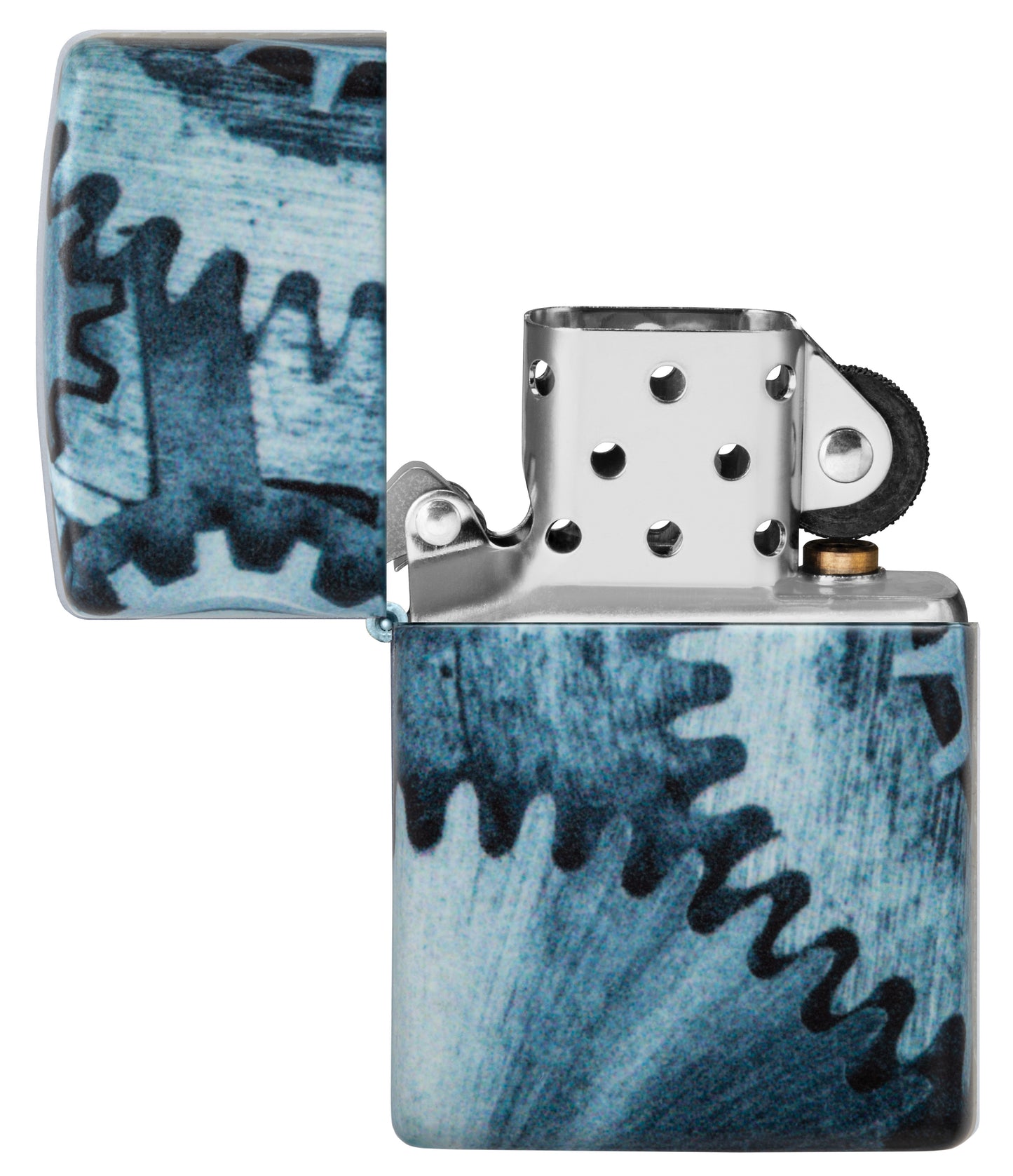 Zippo Feuerzeug 540 Grad Gear Wheels Design mit Zahnräder Online Only geöffnet ohne Flamme