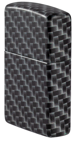 Zippo Feuerzeug Seitenansicht weiß matt mit 540° Abbildung von Rechteckeckigen Kacheln als Muster in schwarz weiß grau