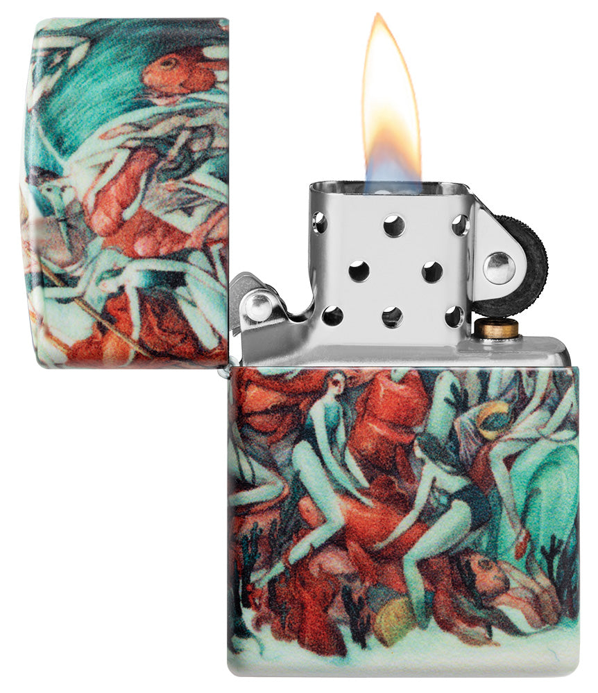 Zippo Feuerzeug Marija Tiurina geöffnet mit Flamme
