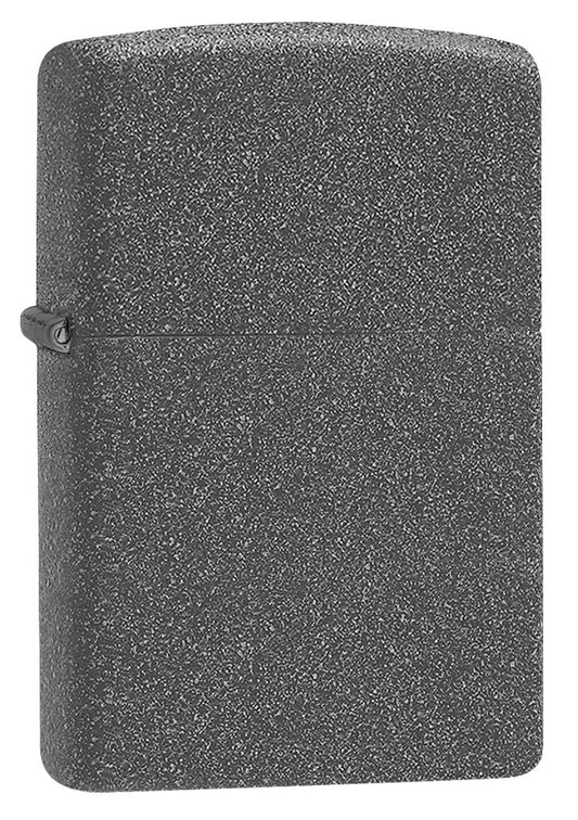 Frontansicht 3/4 Winkel Zippo Feuerzeug Basismodell Iron Stone grau