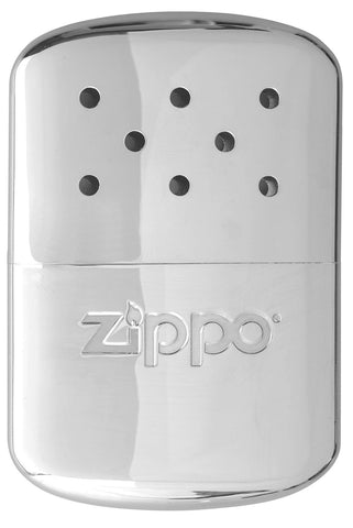 Frontansicht Zippo Handwärmer Metall Chrom groß