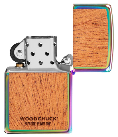 Zippo Woodchuck mit Hanfblättern Rückseite geöffnet