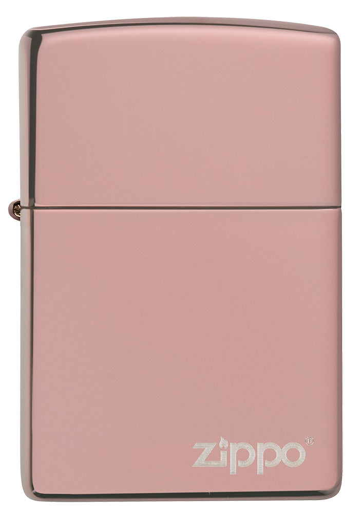 Frontansicht Zippo Feuerzeug Zippo Feuerzeug rose gold Hochglanz mit Zippo Logo