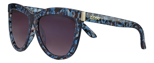 Zippo Sonnenbrille 3/4 Frontansicht Lady Swing mit geschwungenen halbrunden Gläsern in Marmoroptik