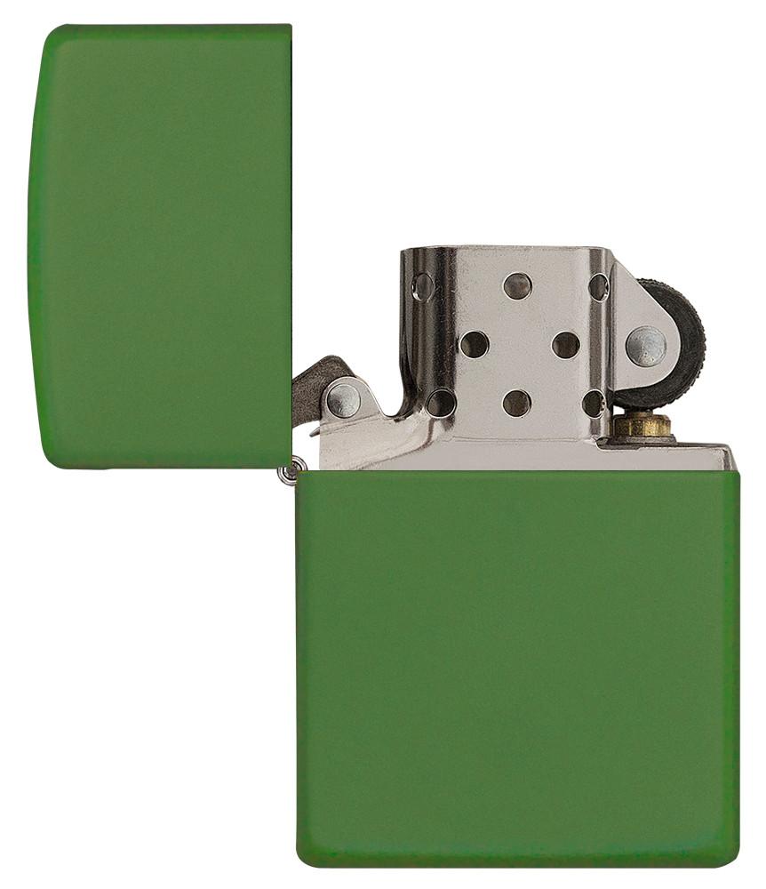 Zippo Feuerzeug Moss Green Matte Basismodell geöffnet 