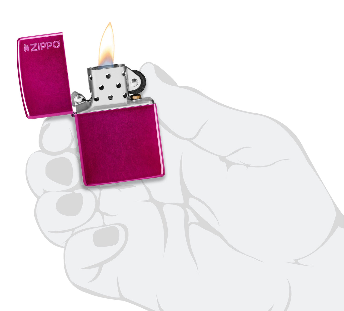 Klassisch in Candy-Himbeerrot mit Zippo Logo
