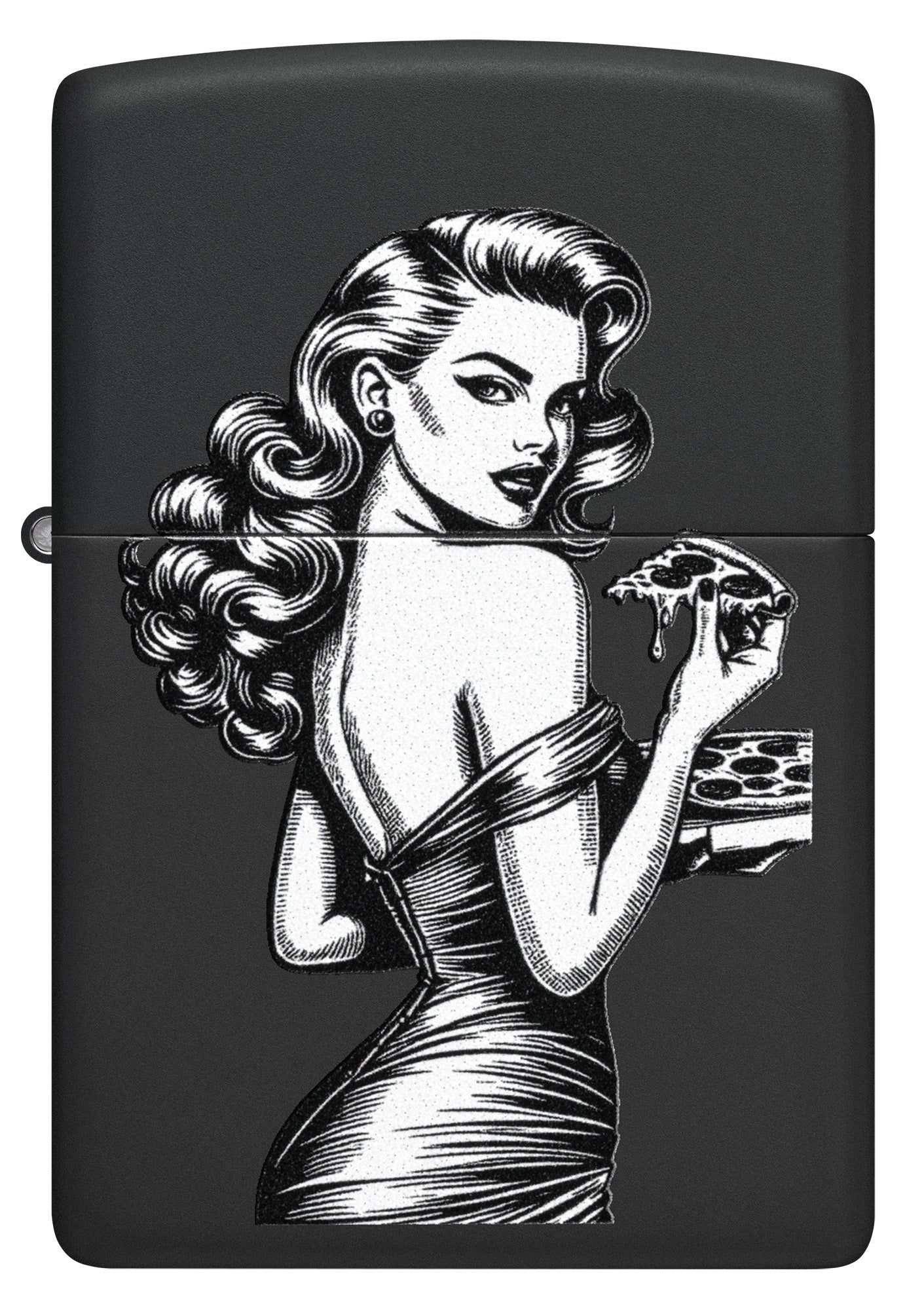 Pin-up mit Pizza