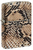 Frontansicht 3/4 Winkel Zippo Feuerzeug in Farben einer Cobrahaut von allen Seiten bedruckt