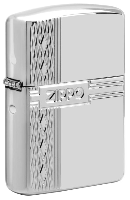 Sterling Silver Zippo Diamond Design