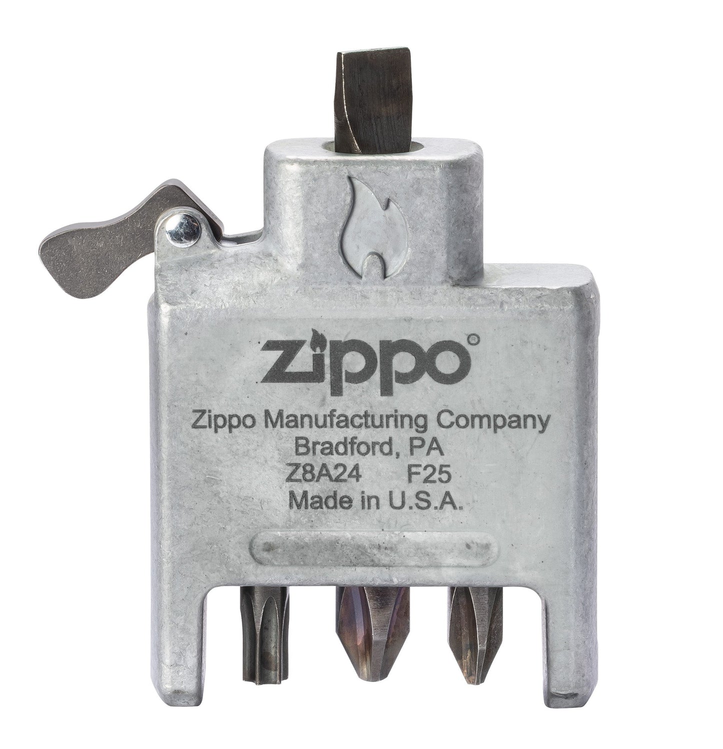 Bit Safe Schraubendreher mit Gehäuse in gebürstetem Chrom