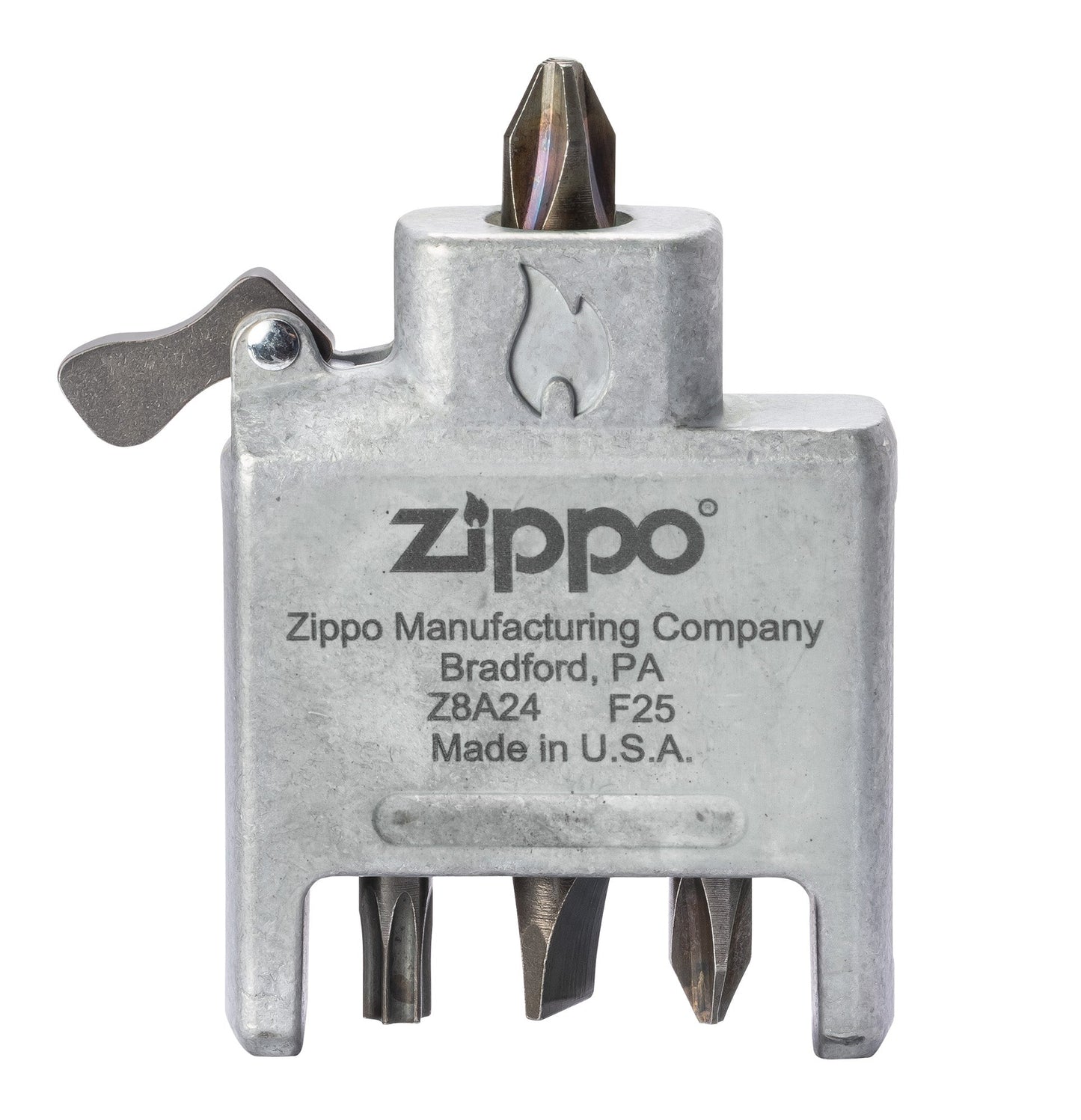 Bit Safe Schraubendreher mit Gehäuse in gebürstetem Chrom