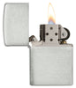Zippo Feuerzeug 925er Sterling Silber gebürstet geöffnet mit Flamme