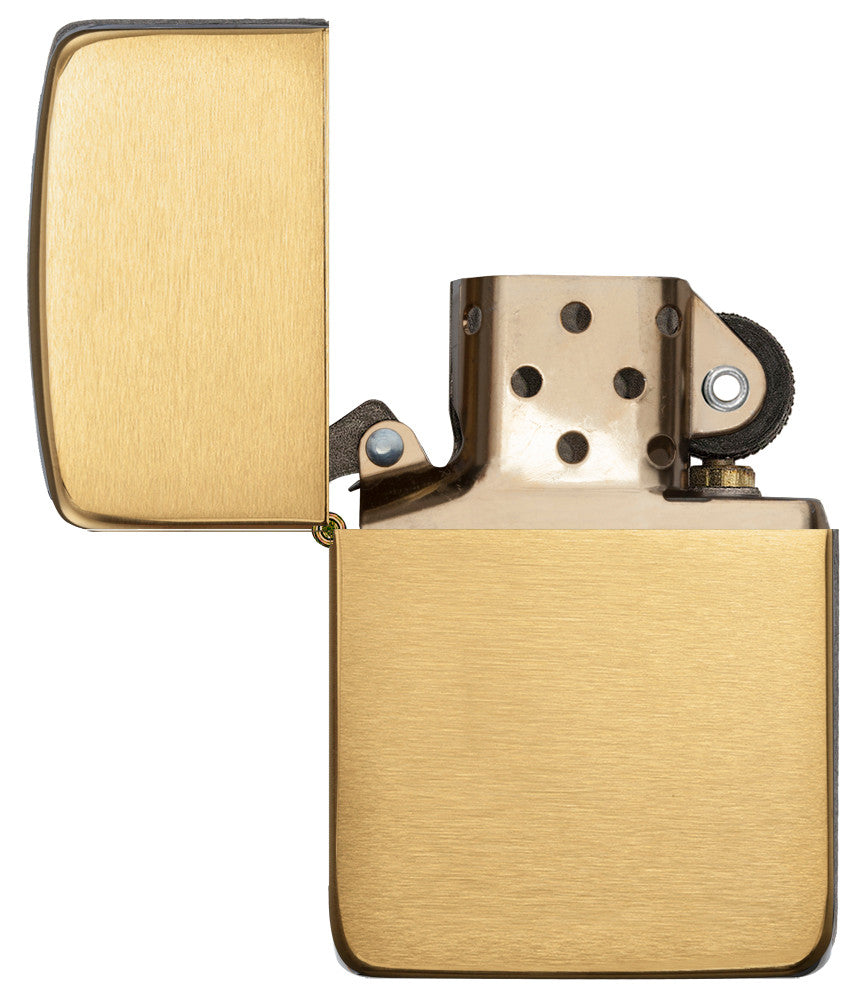 Zippo Feuerzeug 1941 Replica Frontansicht geöffnet aus gebürstetem Messing in Gold