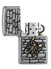 Zippo Feuerzeug Chrom Skorpion auf Wand Emblem geöffnet