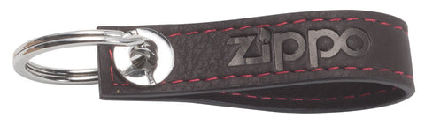 Frontansicht Leder Schlüsselanhänger Zippo Logo