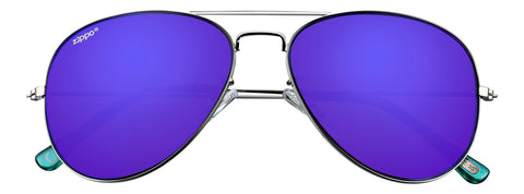 Frontansicht Zippo Sonnenbrille silber blau Pilotenbrille