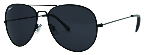 Zippo Pilotenbrille Frontansicht ¾ Winkel aus Metall mit schwarzem Gestell