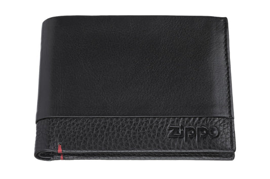 Frontansicht Zippo Leder Portemonnaie geschlossen mit Zippo Logo