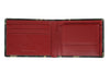 Zippo Geldbörse im Querformat geöffnet aus Leder mit roter Innenseite und mehreren Fächern