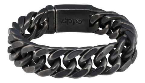 Zippo Armband Innenseite Edelstahl aus Fischgräten Gliedern mit Zippo Flamme innen auf dem Verschluss