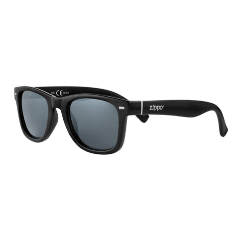 Frontansicht 3/4 Winkel Zippo Sonnenbrille schwarz eckig mit grauen  Gläsern