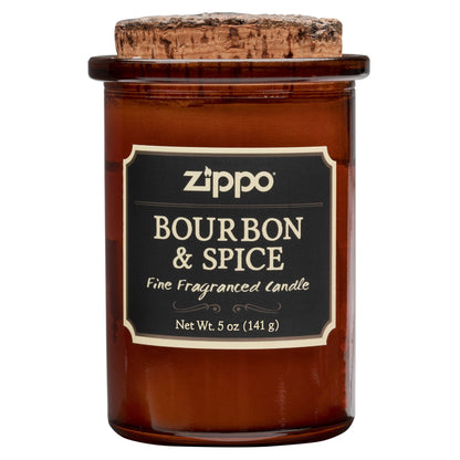 Frontansicht Zippo Kerze Dark Borbon und Spicebraun mit Deckel aus Kork