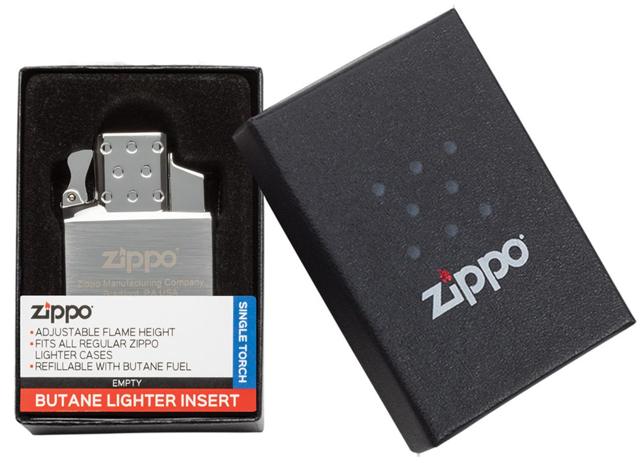 Zippo Einzelbrenner Butangaseinsatz Frontansicht in offener Box