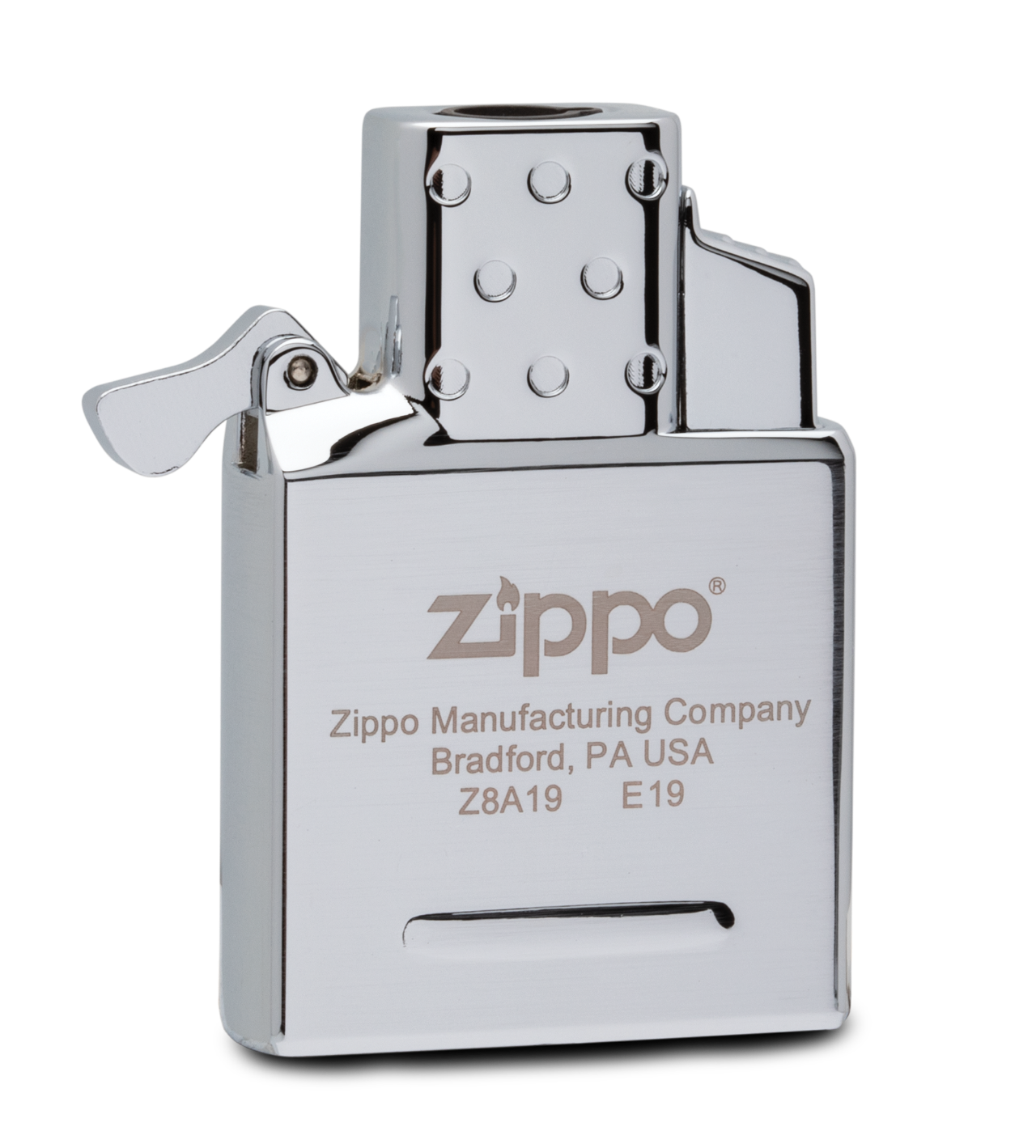 Zippo Einzelbrenner Butangaseinsatz Frontansicht ¾ Winkel