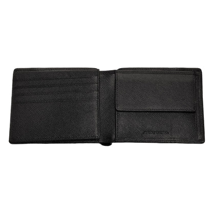 Zippo Portmonee aus Saffiano Leder mit Zippo Logo Frontansicht geöffnet 
