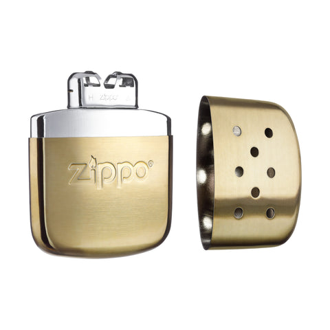 Zippo Handwärmer Metall gold groß geöffnet