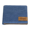 Zippo Kreditkarten Geldbörse Querformat aus Jeansstoff und Leder mit Logo