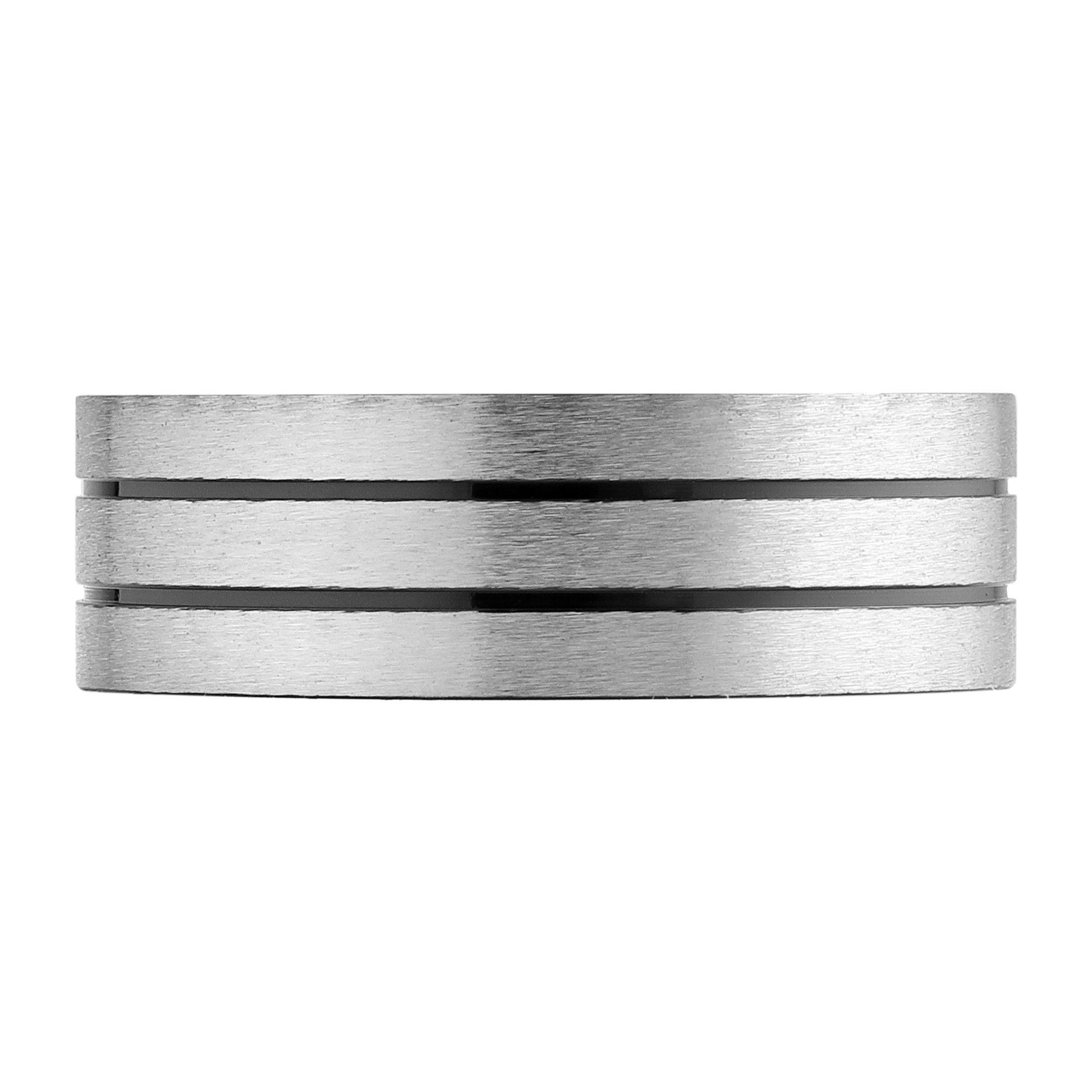 Zippo Ring gebürstetes Edelstahl mit zwei schwarzen Linien eingraviert
