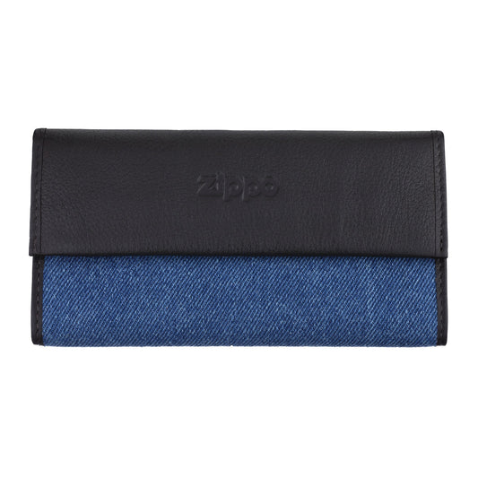 Frontansicht Zippo Jeans Tabaktasche mit Logo geschlossen 