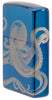 Seitenansicht Vorderseite Zippo Feuerzeug Hochglanz Blau 360 Grad Design mit Oktopus Online Only