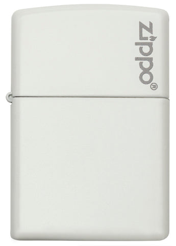 Frontansicht Zippo Feuerzeug Weiß Matt Basismodell mit Zippo Logo