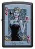 Frontansicht Zippo Feuerzeug Lady Luck Design Herzdame mit Krone und Hufeisen schwarz matt Online Only