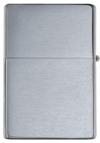 Zippo Vintage Feuerzeug Rückansicht gebürstetes Chrom in silberfarbener Optik