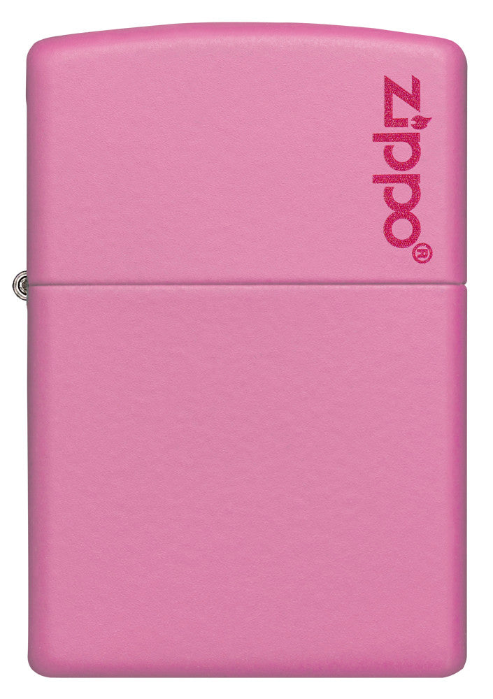 Frontansicht Zippo Feuerzeug Pink Matte Basismodell mit Zippo Logo