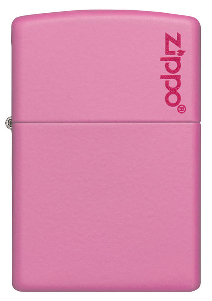 Frontansicht Zippo Feuerzeug Pink Matte Basismodell mit Zippo Logo