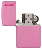Frontansicht Zippo Feuerzeug Pink Matte Basismodell mit Zippo Logo geöffnet 