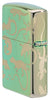 Seitenansicht Rückseite Zippo Feuerzeug 360 Grad Design in Hochglanz Grün mit vielen Geckos