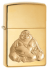 29626, Bouddha rieur en or, emblème attaché, finition chromée polie, étui classique