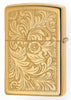 Rückansicht Zippo Feuerzeug High Polish Brass mit venezianischem Design