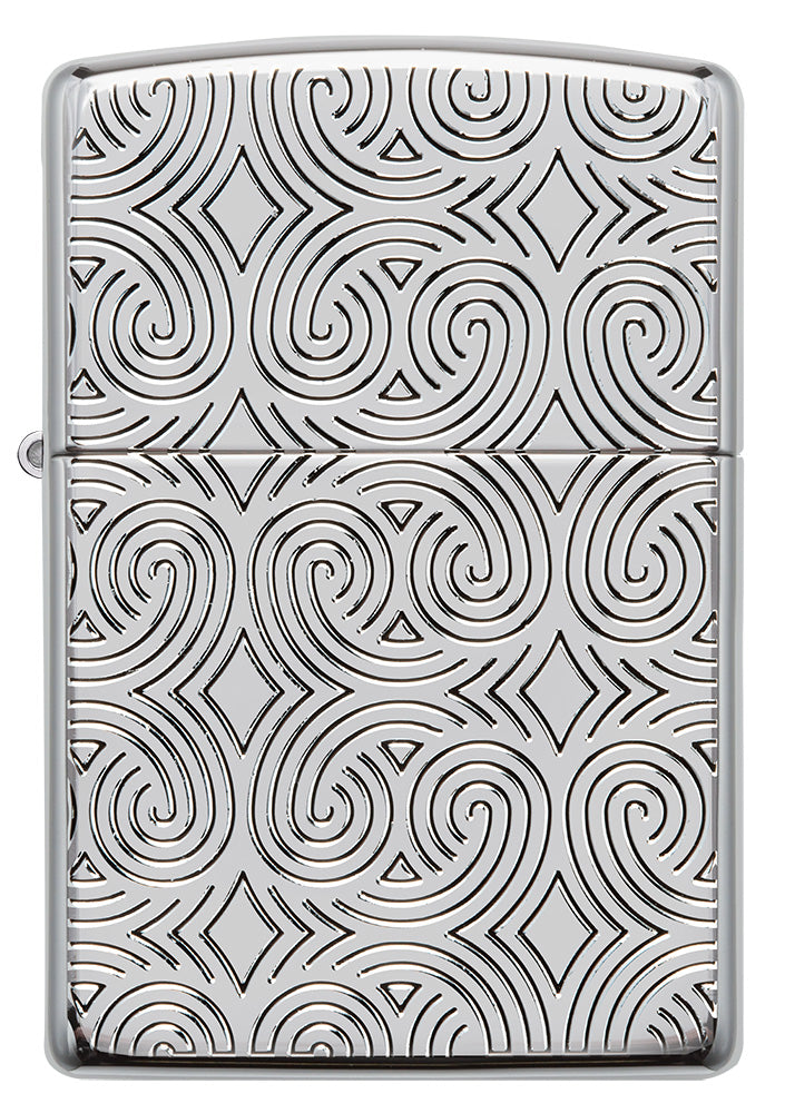 Zippo Feuerzeug Frontansicht Armor® hochglanzverchromt mit tief eingravierten Linien